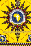 African Print Fabric/ Ankara - Yellow, Brown, Red 'Bom Deus,’ 1 YARD
