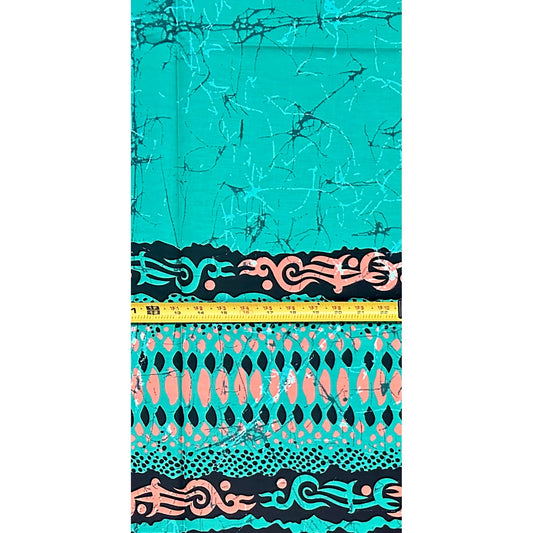 African Print Fabric/ Ankara - Turquoise, Pink, Black 'Amai Aqua', 1 YARD