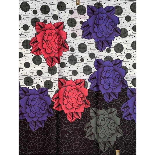 African Print Fabric/ Ankara - Pink, Purple, Gray, Brown, Cream “Rose No Dey Hide', YARD or WHOLESALE