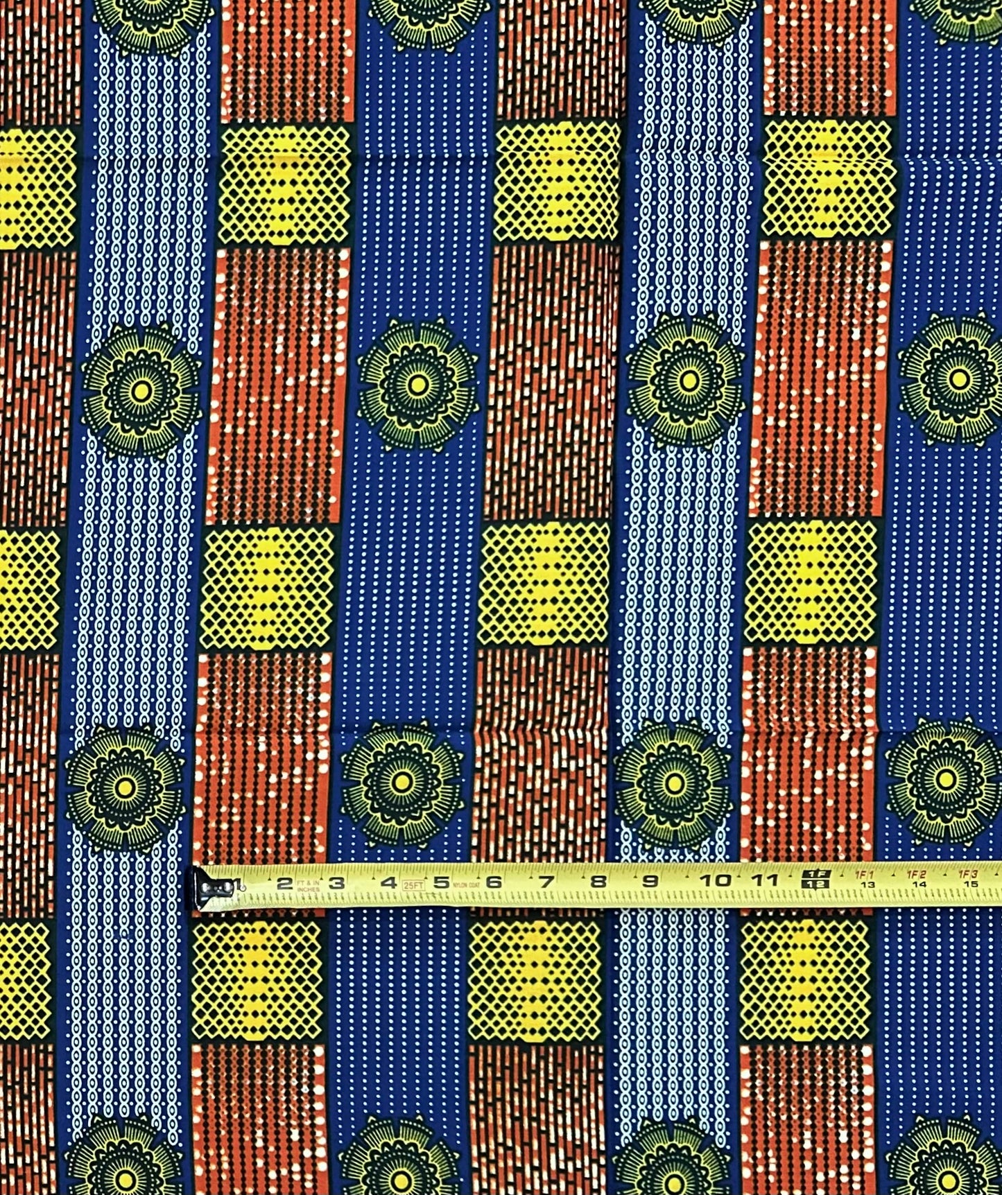 African Print Fabric/ Ankara - Brown, Blue, Yellow 'Journey of Kings', 1 YARD