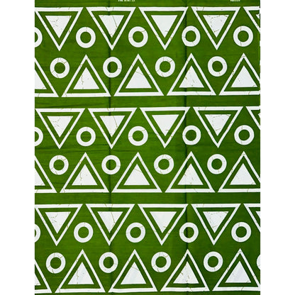 African Print Fabric/ Ankara - Green, White 'Ajani Code ' Design, YARD or WHOLESALE