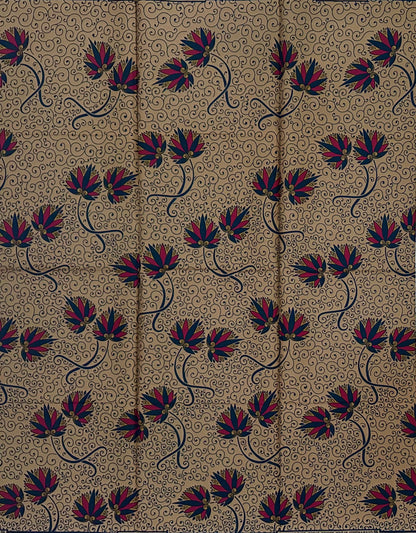 African Print Fabric/ Ankara - Brown, Red, Black 'Sunday in Makeni' YARD
