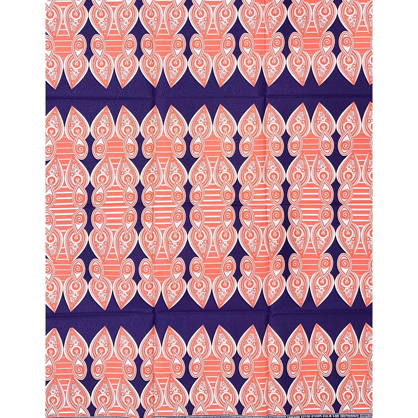 African Print Fabric/ Ankara - Purple, Coral "Signals from Dakar", 1 Yard