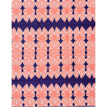 African Print Fabric/ Ankara - Purple, Coral "Signals from Dakar", 1 Yard
