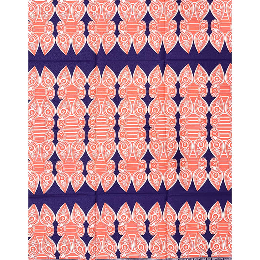African Print Fabric/ Ankara - Purple, Coral "Signals from Dakar", 1 Yard