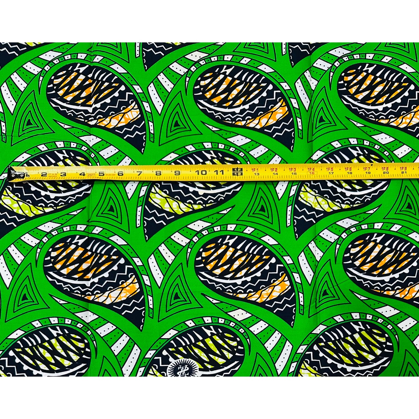 African Print Fabric/ Ankara - Orange, Green, Black 'Sunday Best in Enugu,' YARD