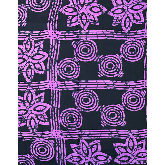 African Print Fabric/ Ankara - Black, Purple 'Fine Pass' Design, Yard or Wholesale