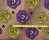 African Print Fabric/ Ankara - Brown, Purple, Yellow, "Intense Shifaa", Yard