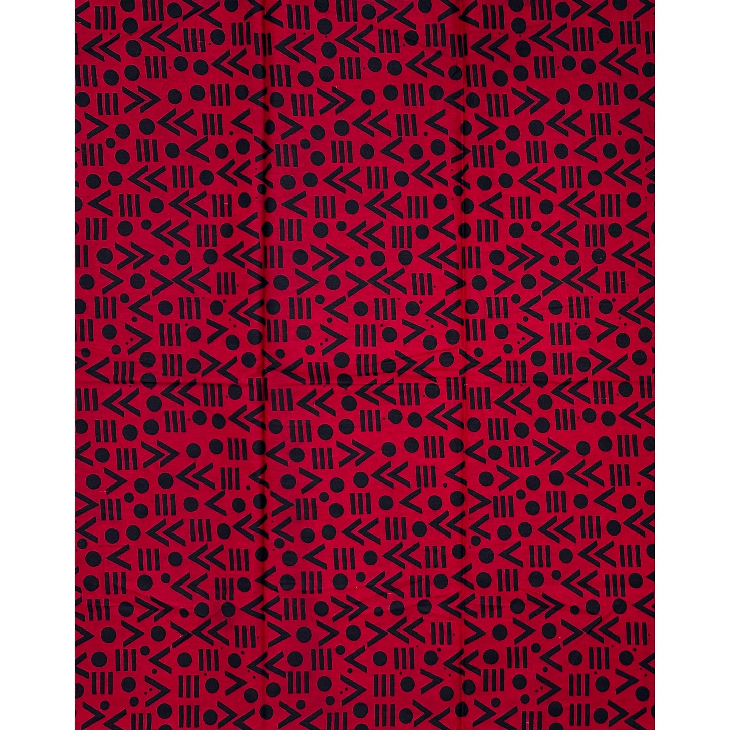 African Print Fabric/ Ankara - Red, Black 'Point Made' Design, YARD or WHOLESALE