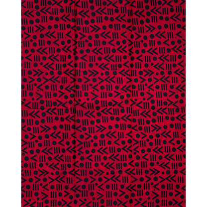 African Print Fabric/ Ankara - Red, Black 'Point Made' Design, YARD or WHOLESALE