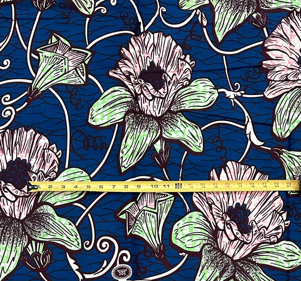 African Print Fabric/Ankara - Blue, Pink, Green ‘Abidjan Bloom', YARD or WHOLESALE