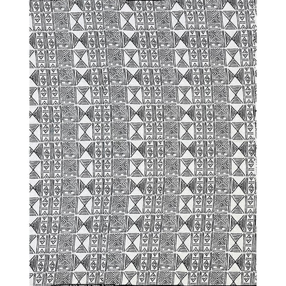 African Print Fabric/ Ankara - White, Black 'Code of Elders' Design, YARD or WHOLESALE