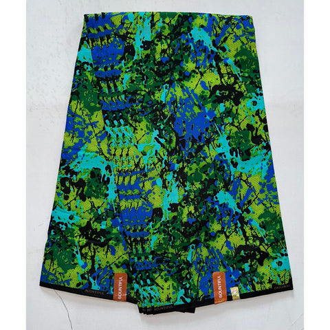 African Print Fabric/ Ankara - Blue, Green, Black ‘It’s Getting Kinda Hectic', YARD or WHOLESALE