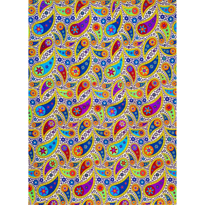 African Print Fabric/ Ankara - Rainbow, Cream 'Naja Paisley' Design, YARD or WHOLESALE