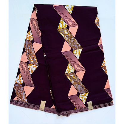 African Print Fabric/Ankara - Brown, Pink ‘Mercy & Strength’, Yard or Wholesale
