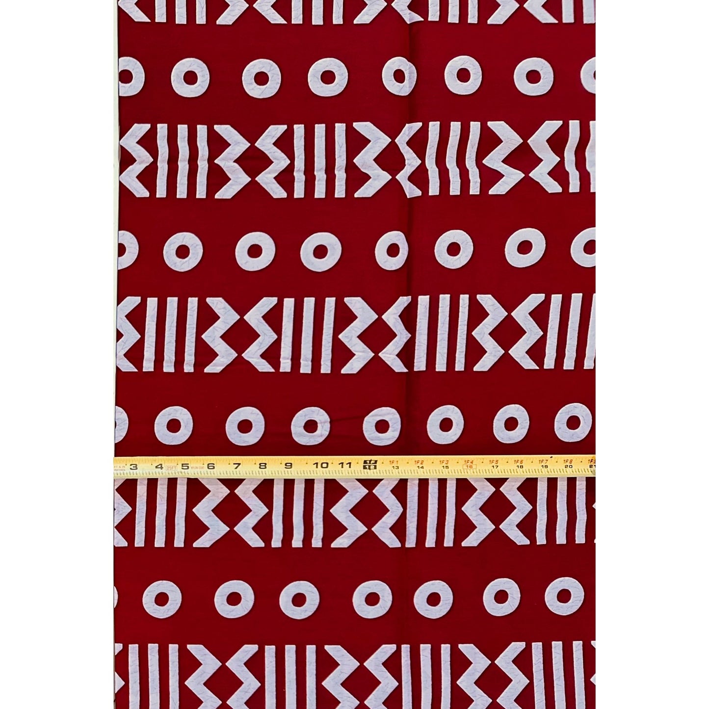African Print Fabric/ Ankara - Dark Red, White 'Soro Soke' Design, YARD or WHOLESALE