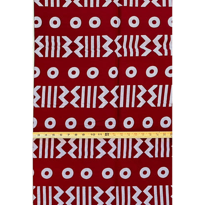 African Print Fabric/ Ankara - Dark Red, White 'Soro Soke' Design, YARD or WHOLESALE