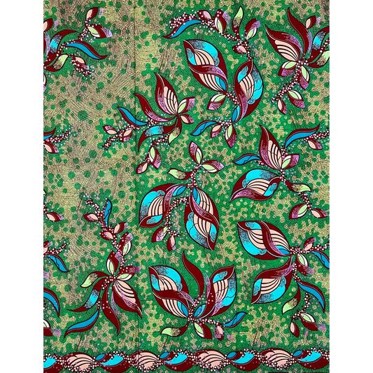 African Print Fabric/ Ankara - Green, Blue, Brown, Shimmering Purple 'Everyday Grace’, Yard or Wholesale