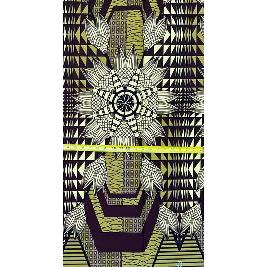 African Print Fabric/ Ankara - Brown, Yellow 'Power Lies In You' Design