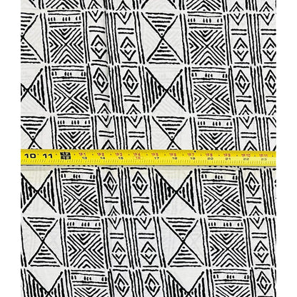 African Print Fabric/ Ankara - White, Black 'Code of Elders' Design, YARD or WHOLESALE