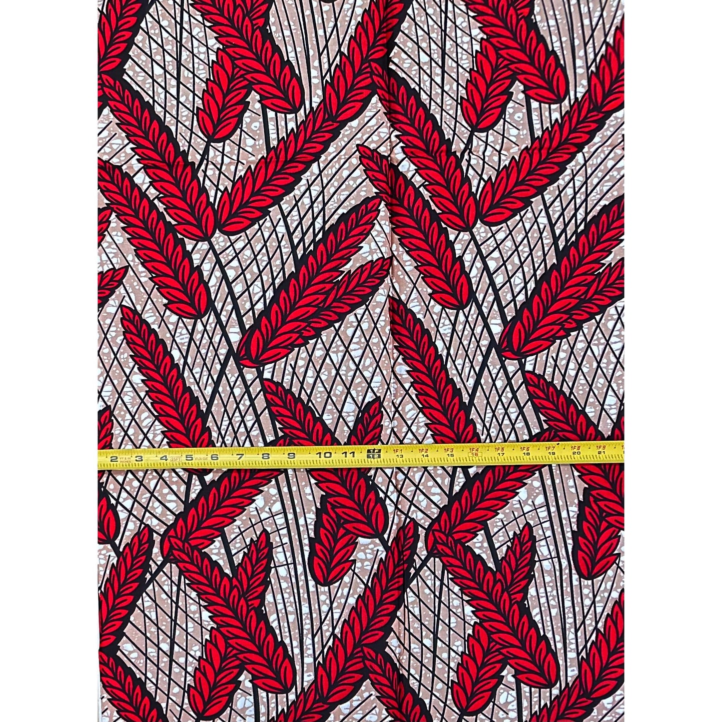 African Print Fabric/ Ankara - Red, Brown "Warrior No Retreat", 1 YARD