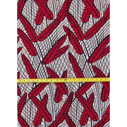 African Print Fabric/ Ankara - Red, Brown "Warrior No Retreat", 1 YARD