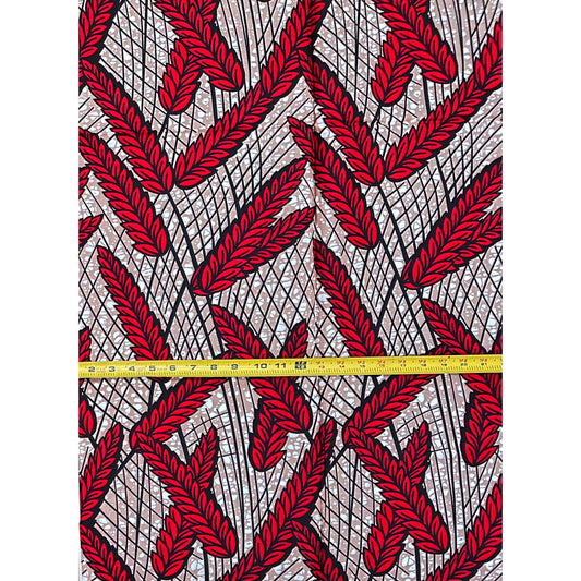 African Print Fabric/ Ankara - Red, Brown "Warrior No Retreat", 1 YARD