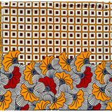 African Print Fabric/ Ankara - Marigold, Red, Cream ‘Asese Jubilee' Design, YARD or WHOLESALE