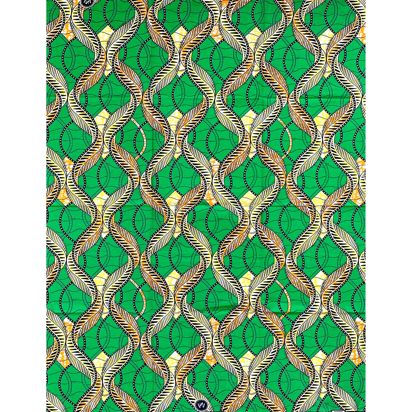 African Print Fabric/ Ankara - Green, Orange, Yellow 'Stronger Together' Design