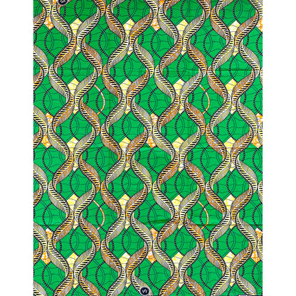 African Print Fabric/ Ankara - Green, Orange, Yellow 'Stronger Together' Design