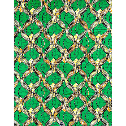 African Print Fabric/ Ankara - Green, Orange, Yellow 'Stronger Together' Design