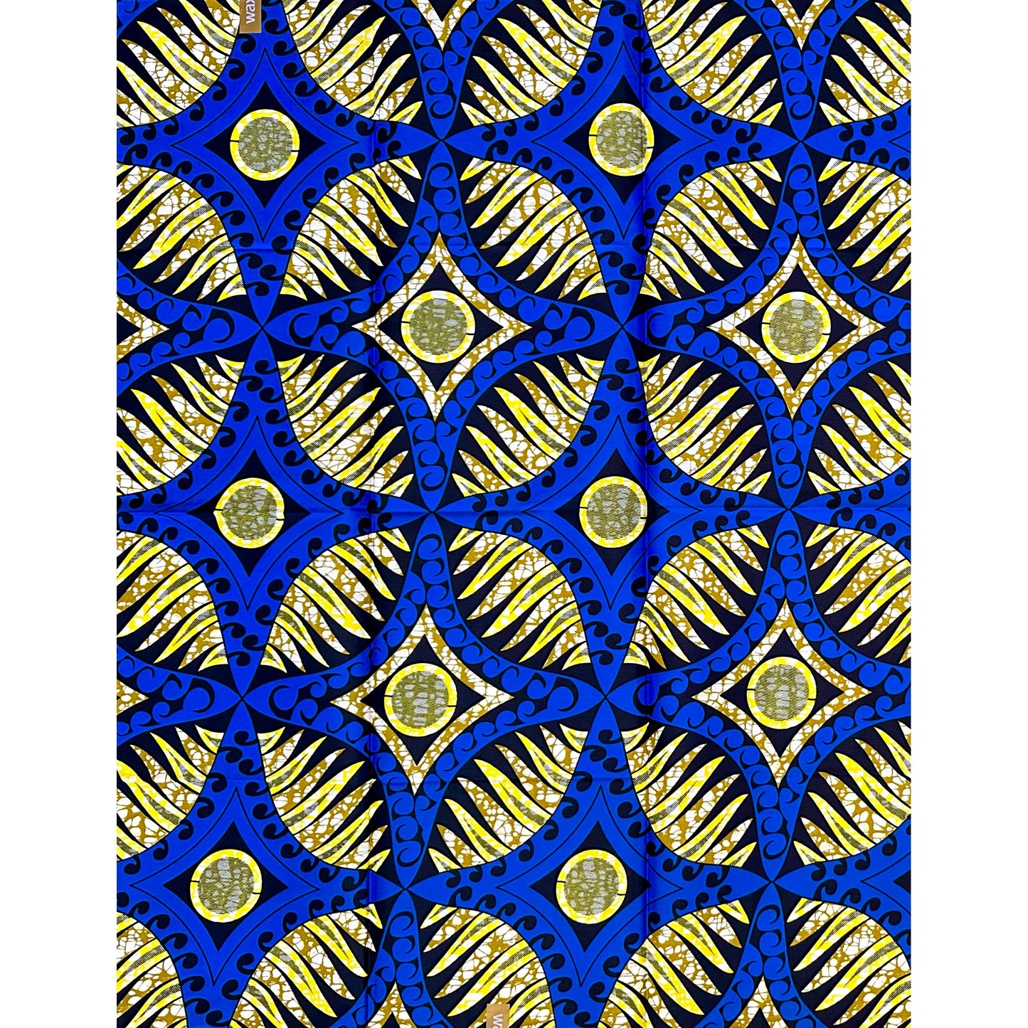 African Print Fabric/ Ankara - Blue, Yellow, Brown, Black  ‘The Meeting Place' Design, 1 YARD