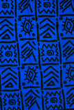 African Print Fabric/ Ankara - Blue, Black 'Sankofa Script' Design, YARD or WHOLESALE