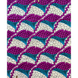 African Print Fabric/Ankara - Cream, Purple, Blue, Brown "Tawa Inan" Design