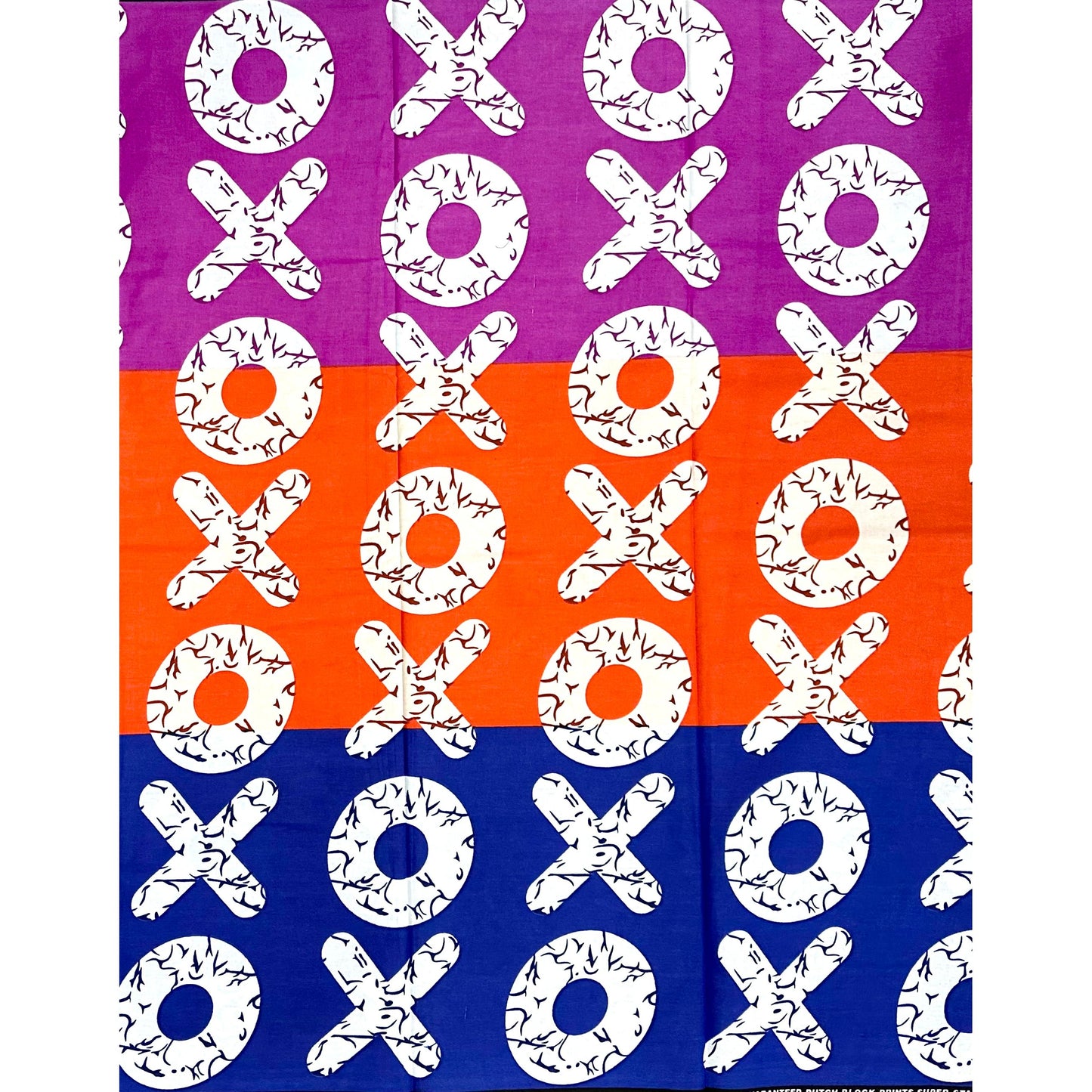African Print Fabric/ Ankara - Purple, Orange, Blue, White 'Kiss & Kulture Block', Yard or Wholesale