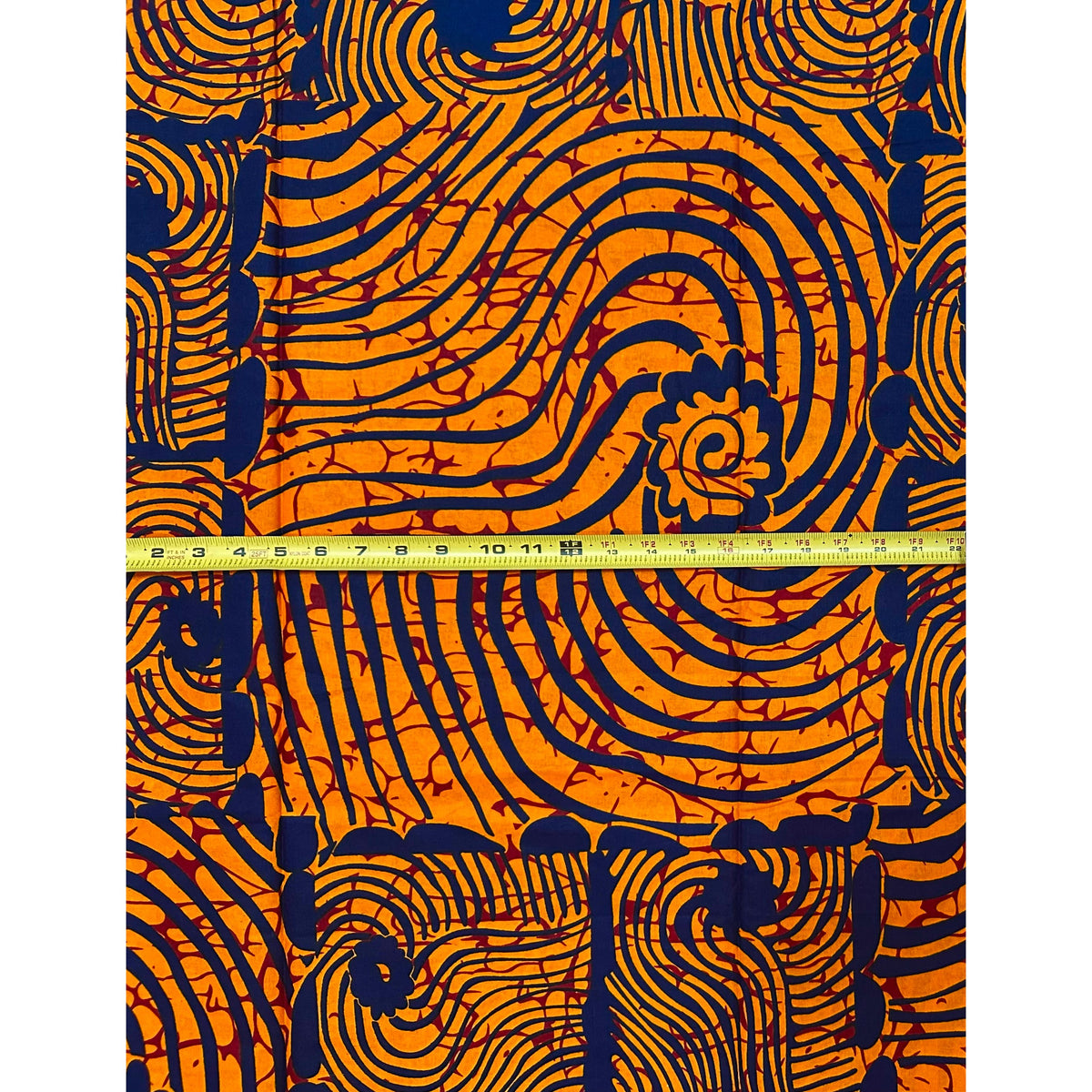 African Print Fabric/ Ankara - Orange, Navy 'Heat Signature', YARD OR WHOLESALE