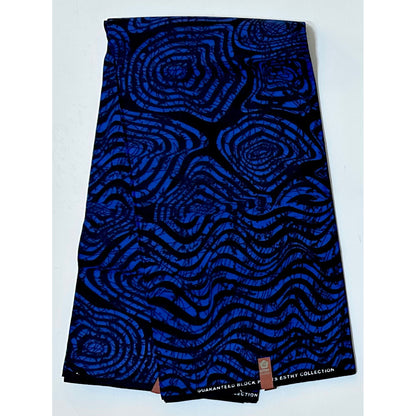 African Print Fabric/ Ankara - Blue, Black 'Transitions', Per Yard or Wholesale