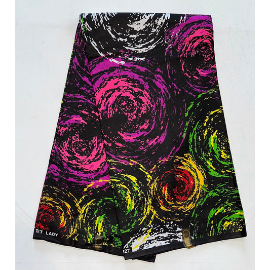 African Print Fabric/ Ankara - Purple, Green, Black, Yellow, Red, White 'Forces of Nature' Design, YARD or WHOLESALE