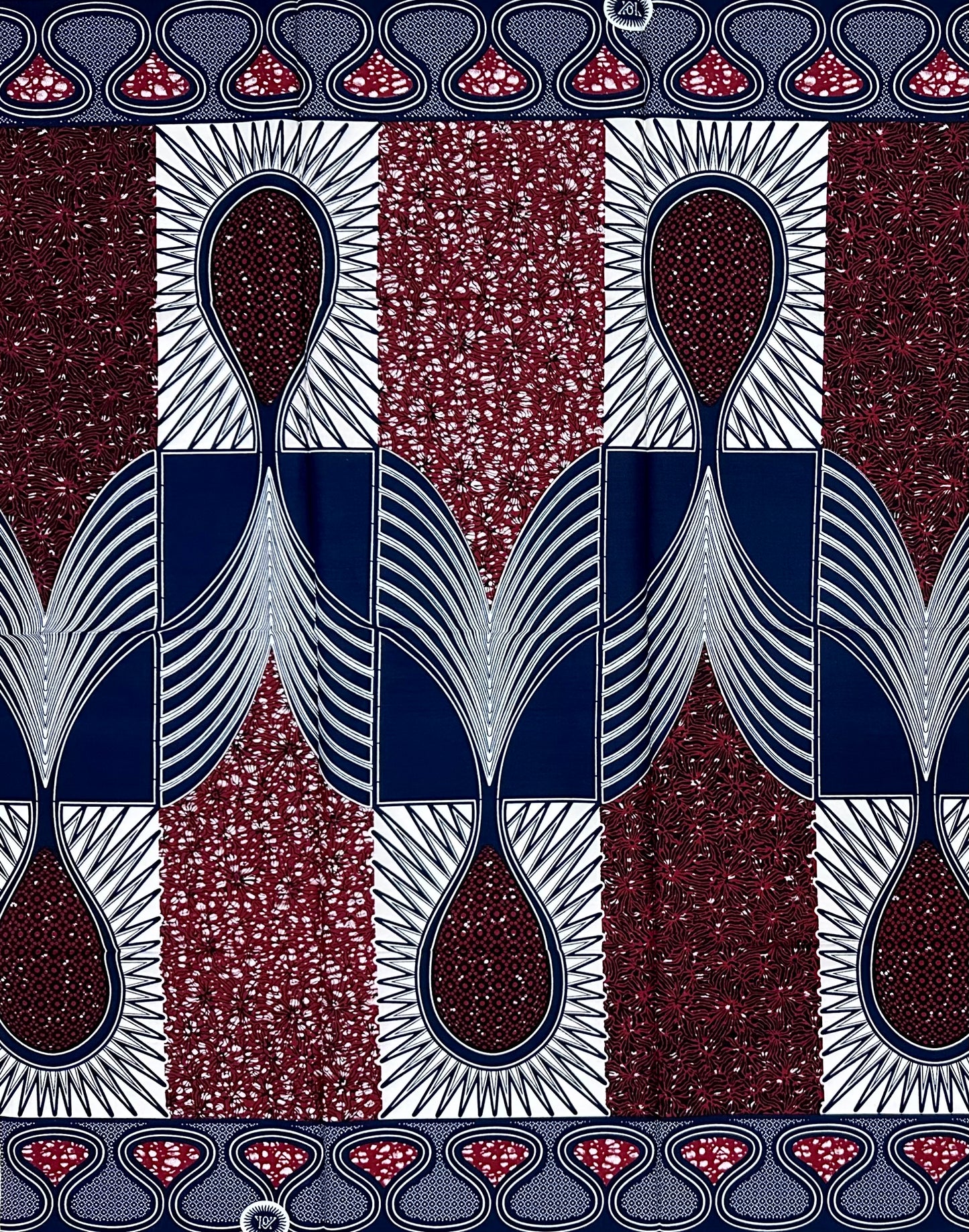 African Print Fabric/ Ankara - Brown, Navy 'Standing Together', 1 YARD