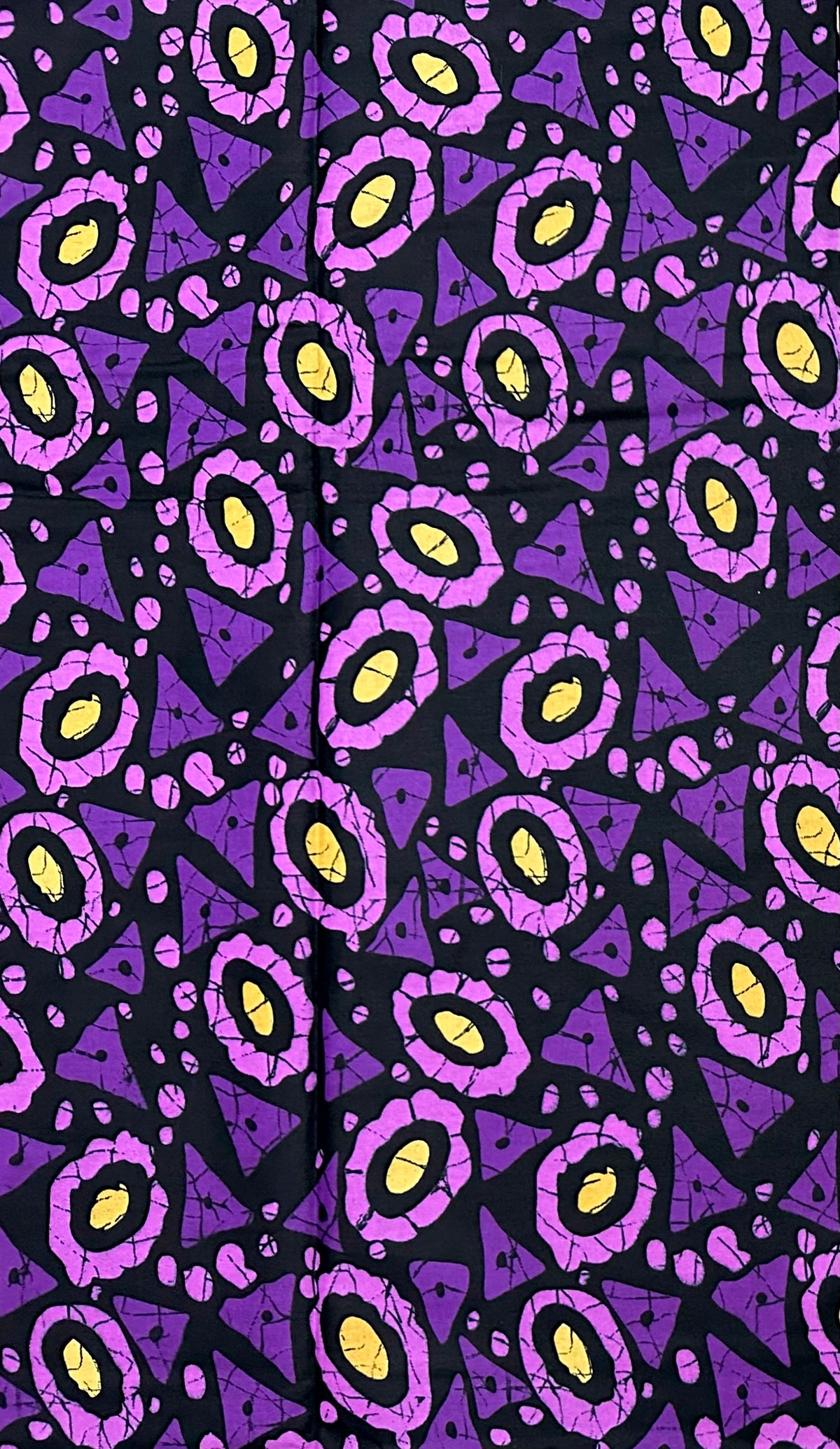 African Print Fabric/Ankara - Purple, Black, Beige 'Good Omen', YARD or WHOLESALE
