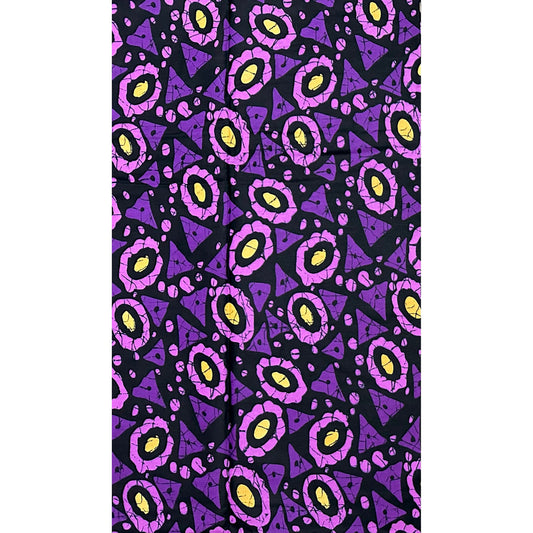 African Print Fabric/Ankara - Purple, Black, Beige 'Good Omen', YARD or WHOLESALE