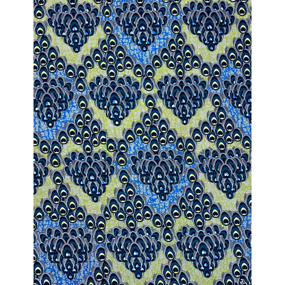 African Print Fabric/Ankara - Teal, Blue, Chartreuse “The Peacock Commission" Design