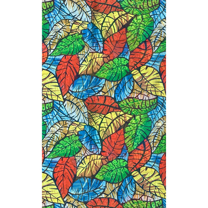 African Print, Chiffon Fabric- Red, Blue, Green, Yellow "Miombo Woodlands", ~ 2 Yards