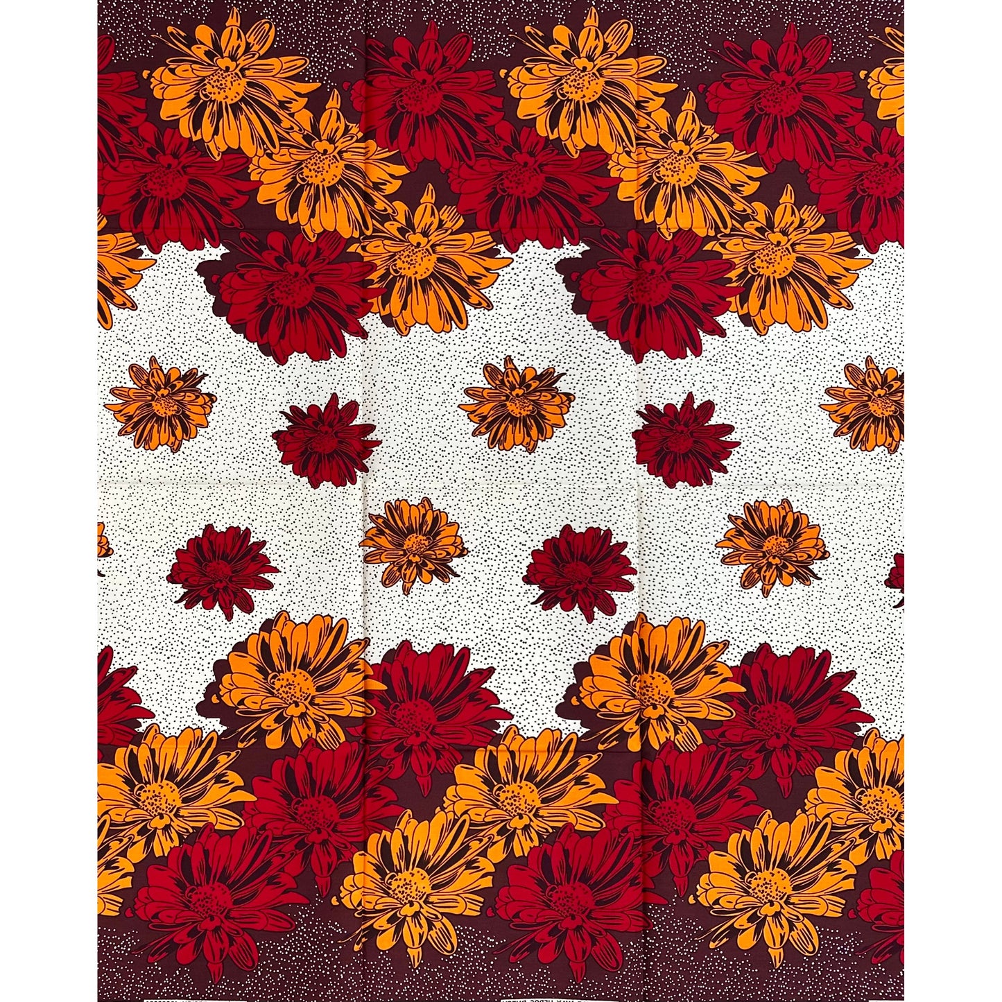 African Print Fabric/ Ankara - Orange, Red, Brown, Cream 'Sunset Scatter', YARD