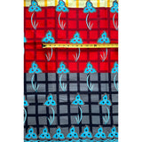 African Print Fabric/ Ankara - Gray, Red, Blue, Yellow “Buki Color Block ”, Per Yard or Wholesale