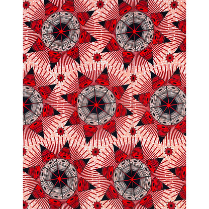 African Print Fabric/ Ankara - Red, Pink, Navy ‘Turning Point' Design, 1 YARD