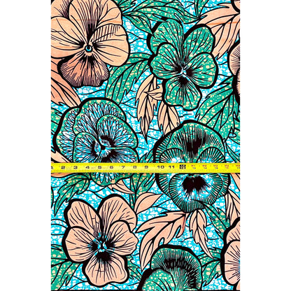African Print Fabric/ Ankara - Pink, Green, Turquoise 'Soft Life, Loud Entrance', Yard or Wholesale