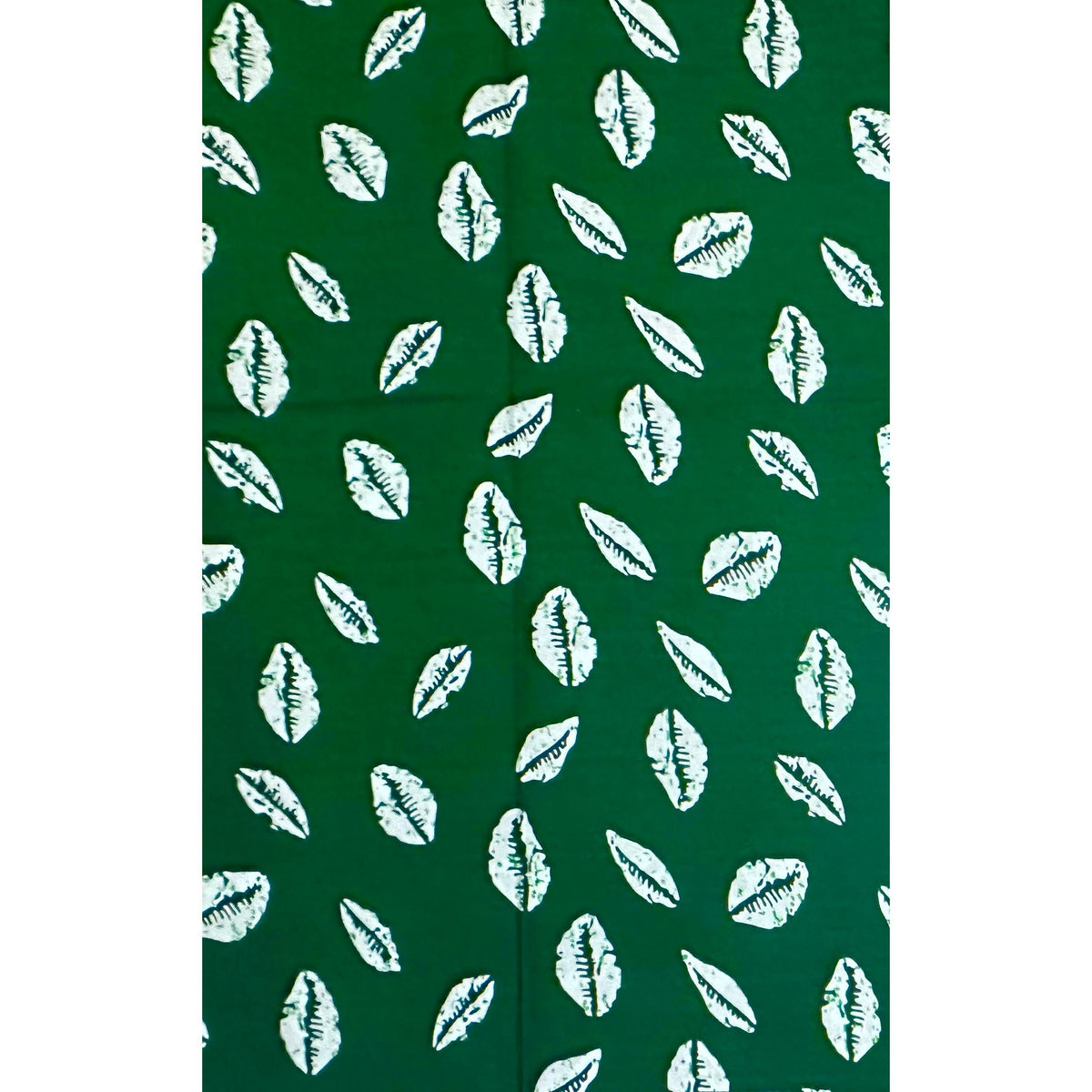 African Print Fabric/ Ankara - Dark Green, White 'Worth Something' Design, YARD or WHOLESALE