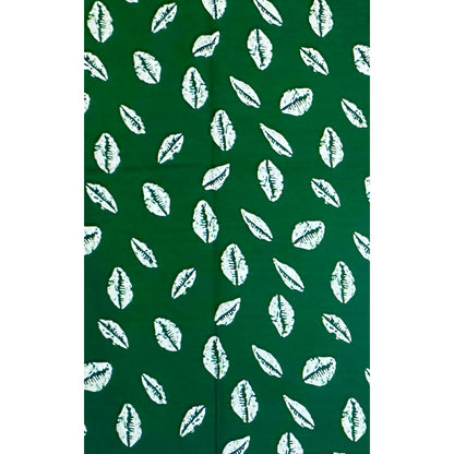 African Print Fabric/ Ankara - Dark Green, White 'Worth Something' Design, YARD or WHOLESALE