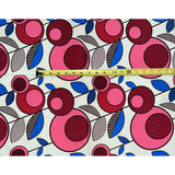 African Print Fabric/ Ankara - Cream, Red, Pink, Blue 'Mwangaza Harmony,’ YARD